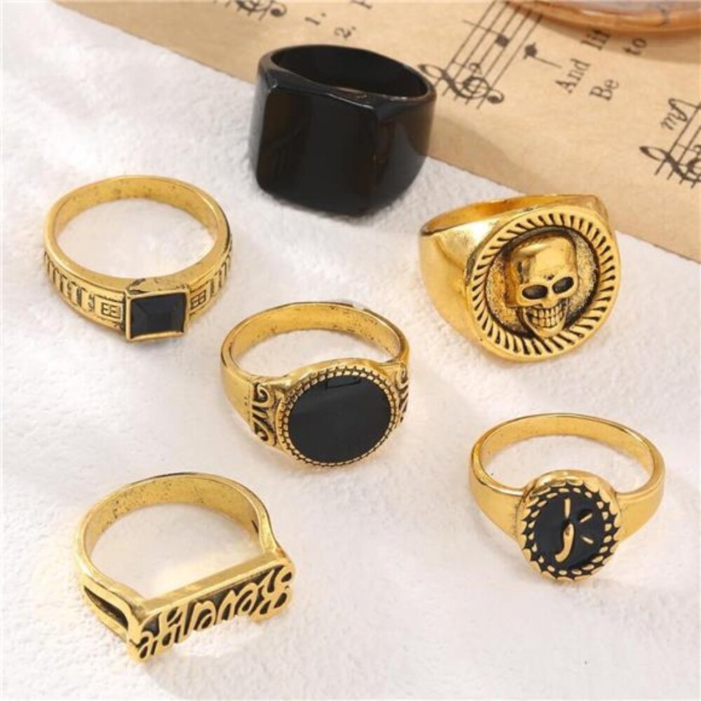 6Pcs Gold Knuckle Stackable Finger Rings Set Retro Rings - Picture 6 of 8